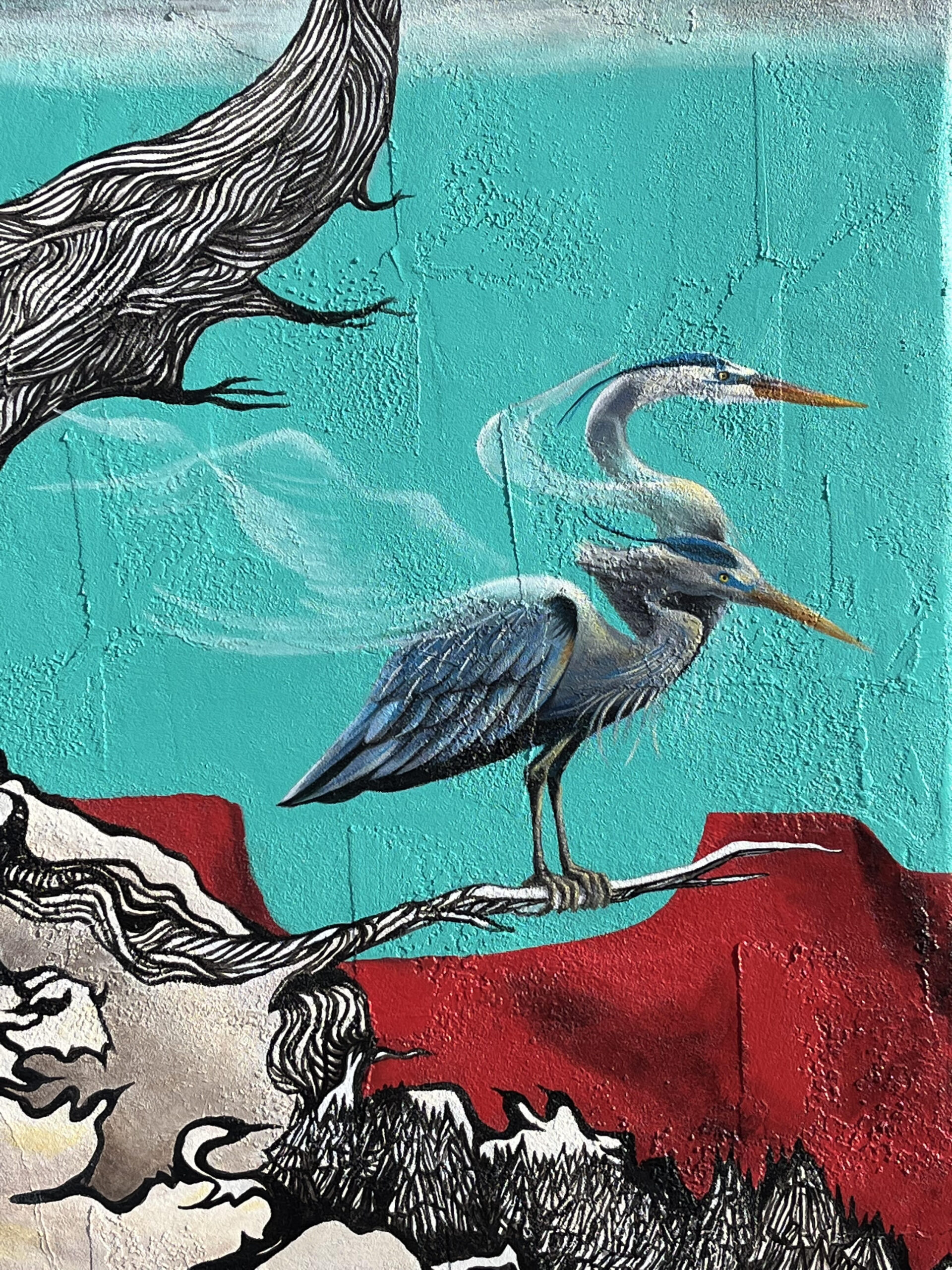 My Blue Herons on Free Wheel mural